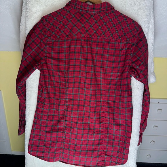 Eddie Bauer Womens M Red Scotch Tartan Plaid Button Up Classic Fit Flannel Shirt - Picture 6 of 8